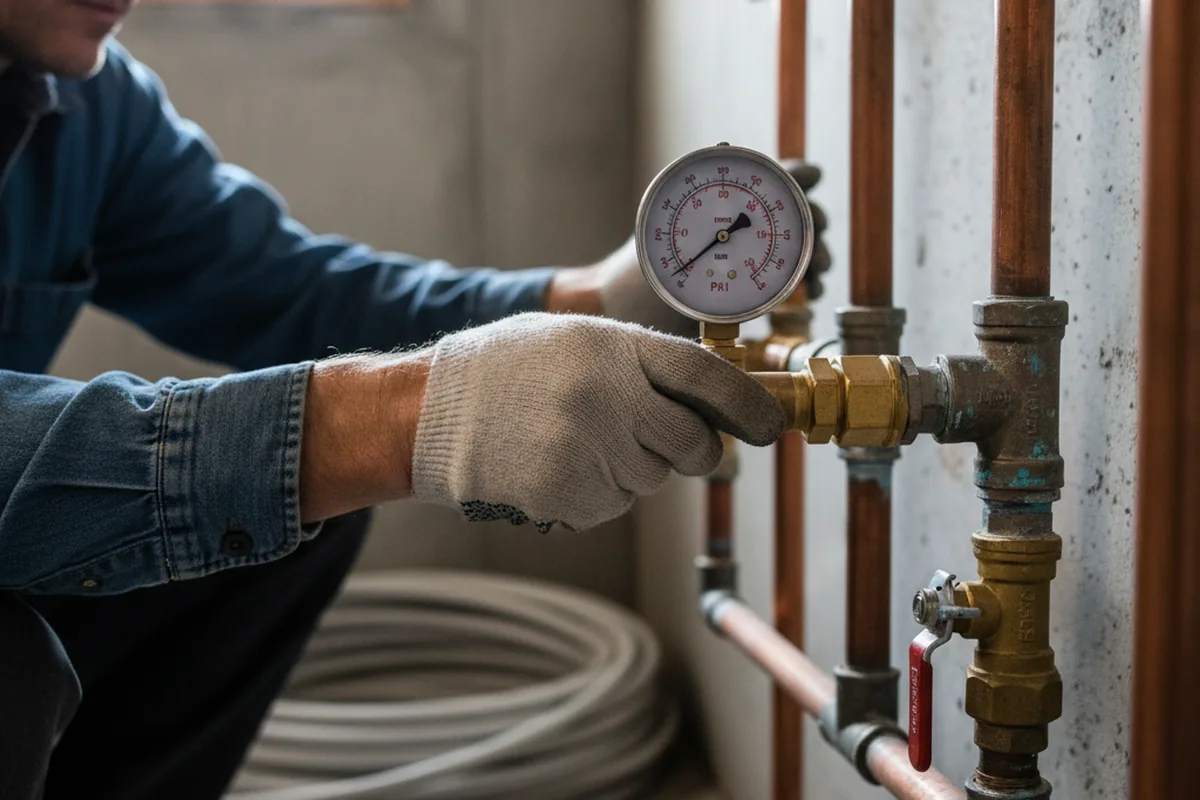 Pressure testing a repaired line during Water Line Repair in Thomaston